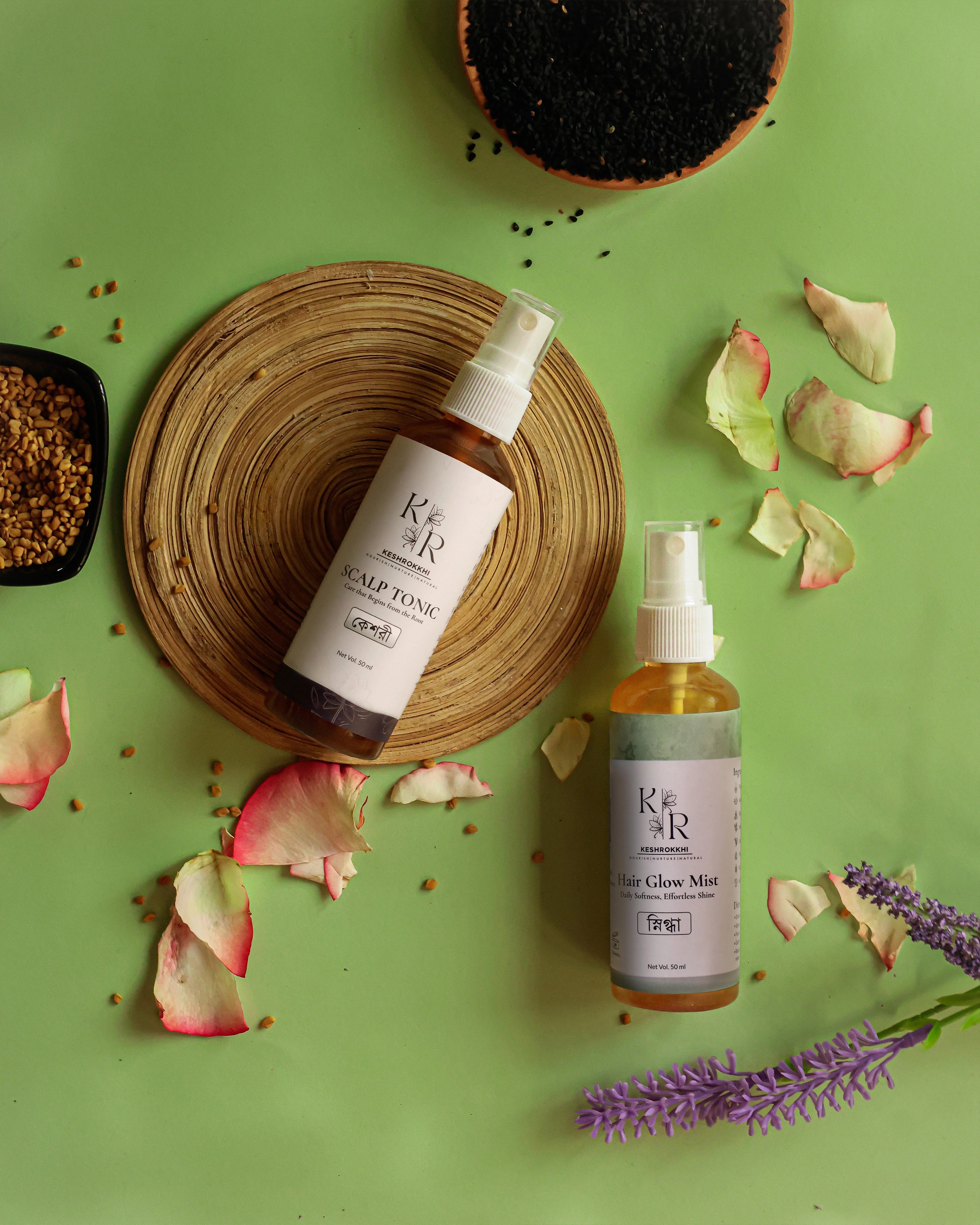 Minimalist hair care combo for scalp and length treatment